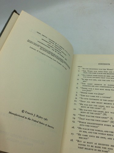 THE LAST GOSPEL - Francis J. Ripley - 1961 1st ed - Biblical - St. John - Imagen 3 de 6
