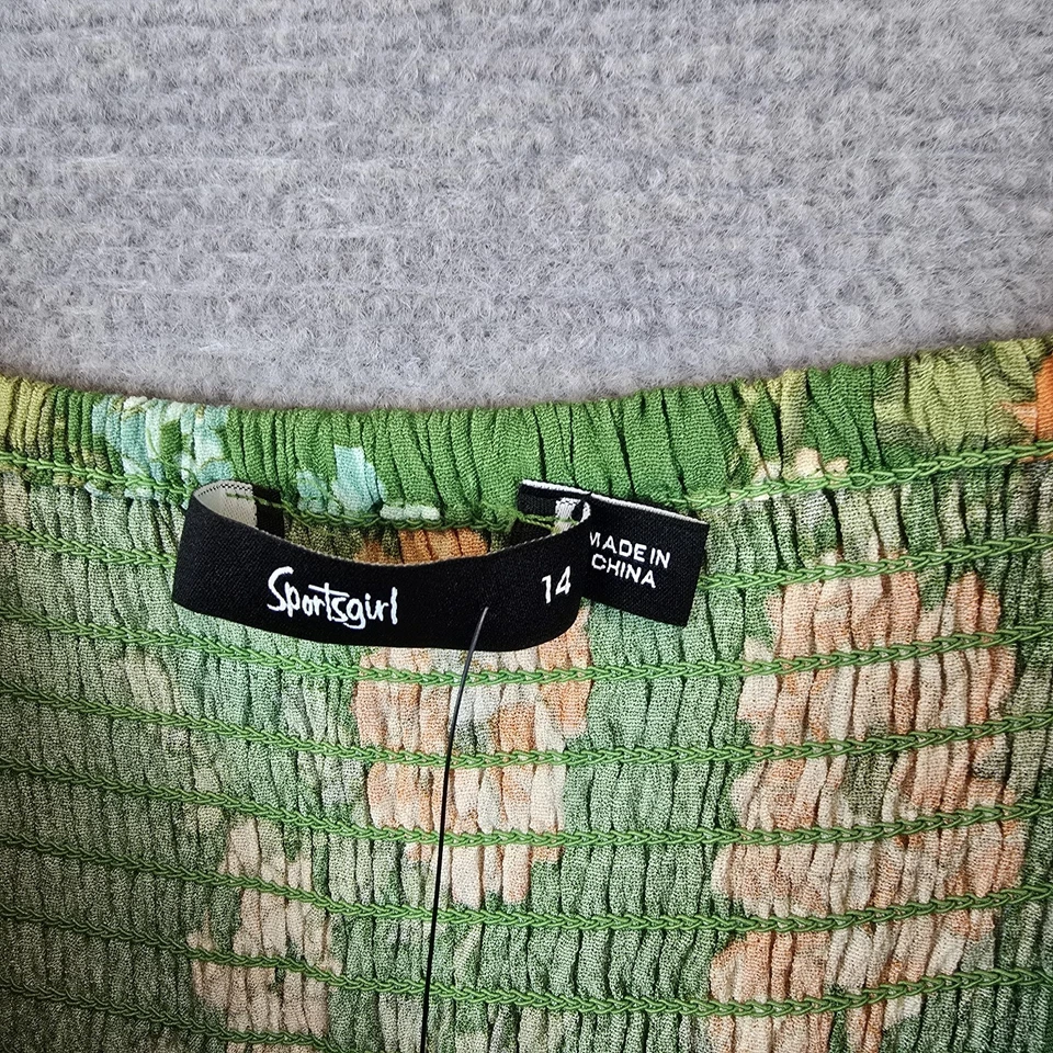 Sportsgirl Dress Womens Size 14 Green Floral Midi Peasant Prairie Long Sleeve  - image 4 of 4