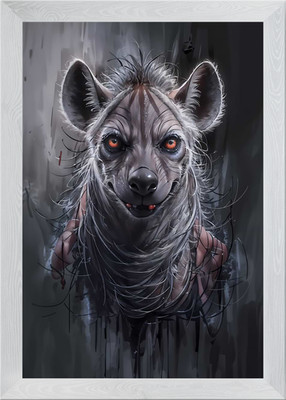 Hyena Portrait with Intense Gaze Framed Wall Art Poster Canvas Print Picture