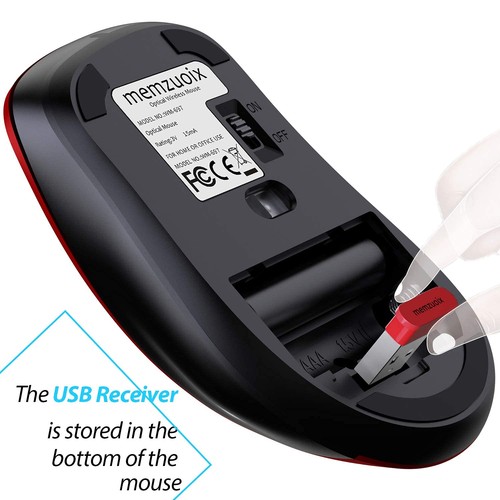 2.4G Red Wireless Mouse 1400 DPI Optical Cordless with USB Receiver 5 Button - Picture 5 of 8