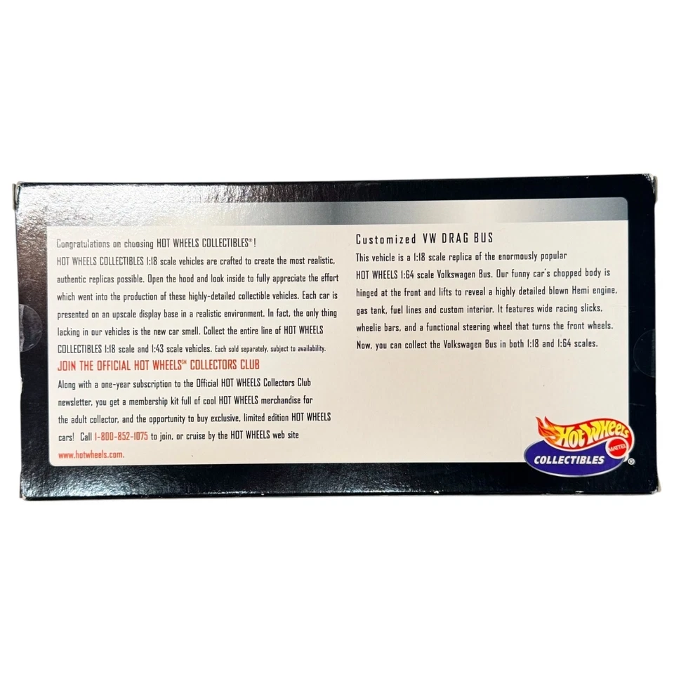 Hot Wheels Volkswagen Drag Bus 1:18 Scale Diecast Collectible Combine Ship $1 - Image 2 of 2