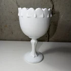 VTG Indiana White Large Milk Glass Footed Tear Drop Compote Goblet Chalice 7"