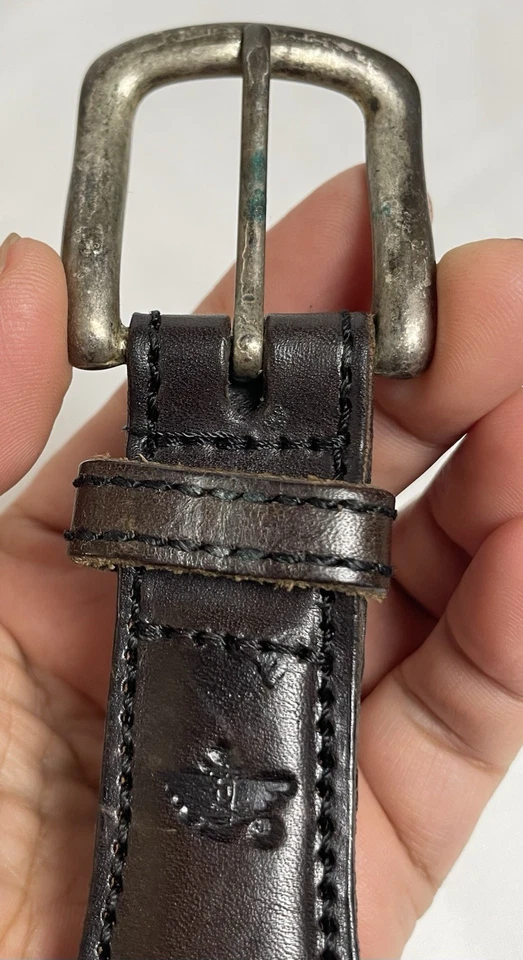 Cinturón de golf Dockers Weave de colección para hombre 32 cuero marrón oscuro hebilla de latón macizo Foto 3 de 4