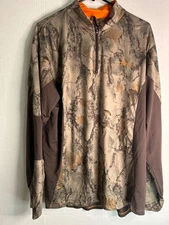 Habit Men's 1/4 Zip Pullover Large Camo Realtree Scent-Factor Lightweight Size L