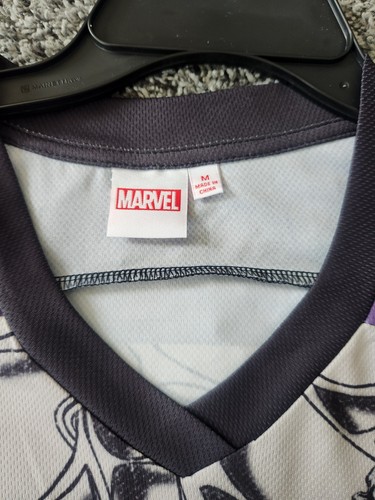 Marvel Venom Hockey Jersey Size Medium - 3/4 Striped Sleeve V-Neck Web Graphic - Picture 5 of 8