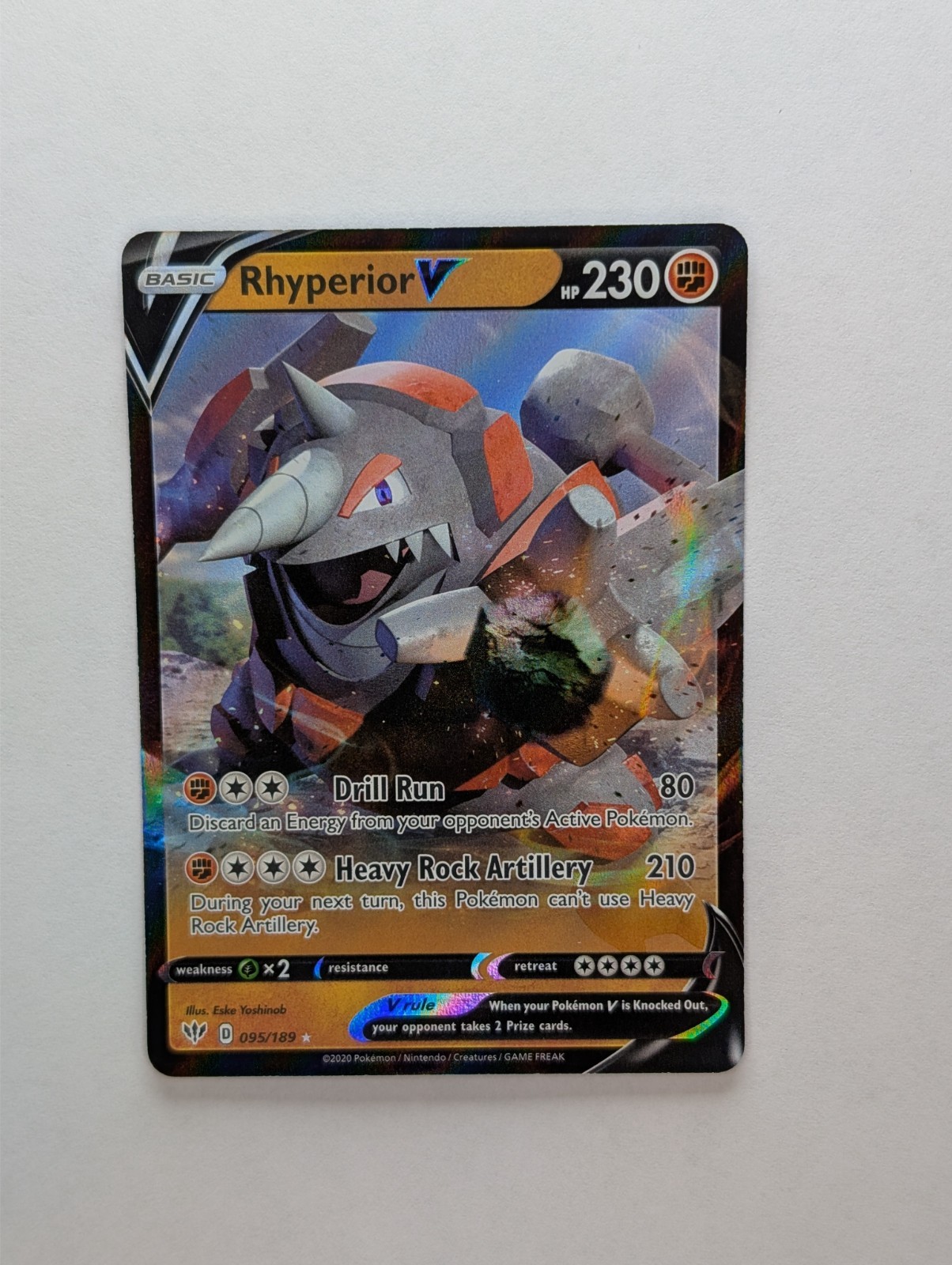 Rhyperior V - 095/189 - Pokemon Darkness Ablaze Sword Shield Ultra Rare Card NM