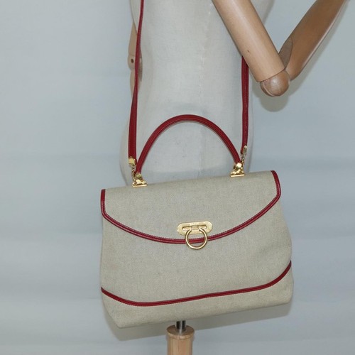 BALLY Hand Bag Canvas 2way Beige Gold Auth 126979 - 第 20/20 張圖片