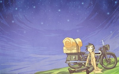 Anime kino no tabi boys motorcycle kinos journey art sky Custom Gaming Mat Desk
