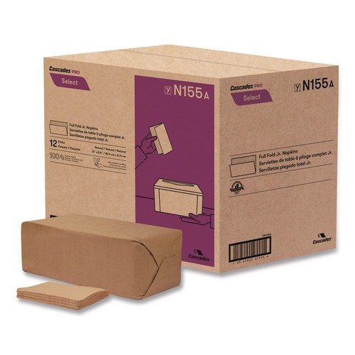 Cascades PRO N155 1-Ply 12" x 8.5" Select Full Fold II Napkins (12 PK/CT) New - Picture 1 of 4