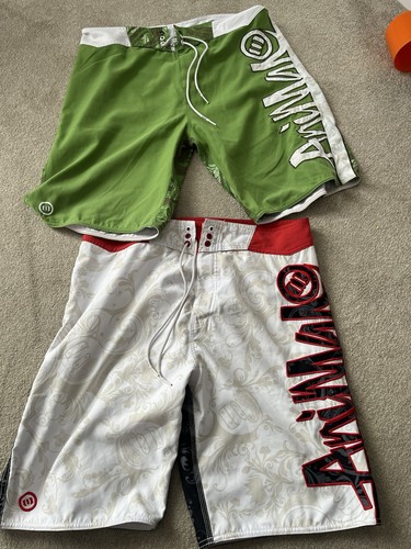 2 x Paar Animal Boardshorts Bermuda Surf Vintage 2000er Y2K Herren Large