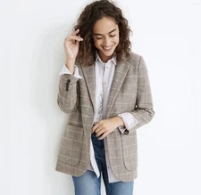 Madewell Larsen Blazer Brown Plaid Size Small Oversized  NWT