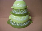 VINTAGE PYREX SPRING BLOSSOM CRAZY DAISY CINDERELLA MIXING/NESTING BOWLS