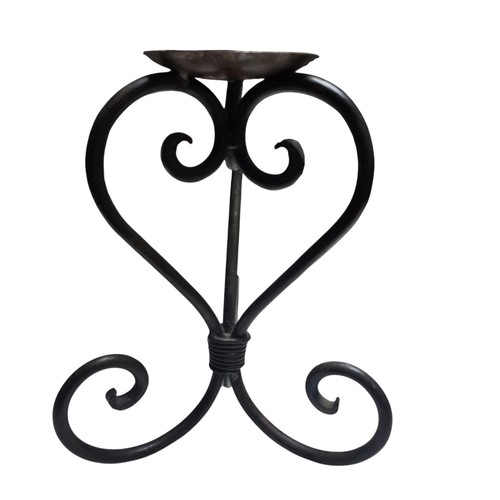Vintage Wrought Iron Heart Candle Holder Stand Mid Century Rustic Farmhouse... - Picture 3 of 9