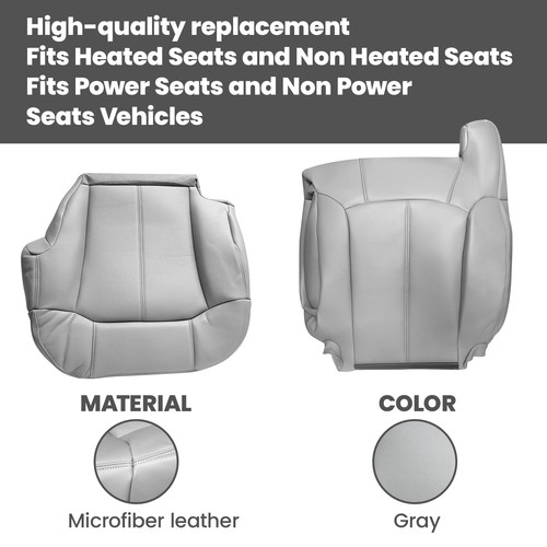 Leather Seat Covers Gray Fit For Chevy Silverado 1999 2000 2001 2002 - Bild 9 von 17