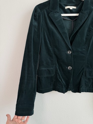 Loft Damen smaragdgrün Samt 2-Knopf vorne Blazer Größe 8 Büro Freizeit - Bild 6 von 11