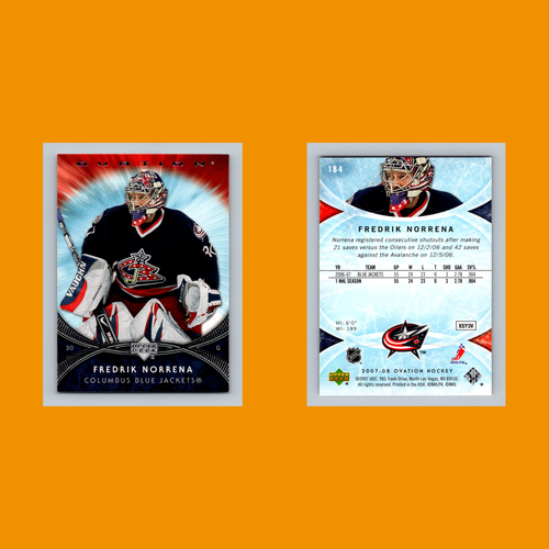 Fredrik Norrena #184 2007-08 Upper Deck Ovation Columbus Blue Jackets Hockey NHL - Picture 3 of 3