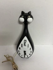 Vintage 50's Spartus Black Blinking Cat, No Tail, Works, READ