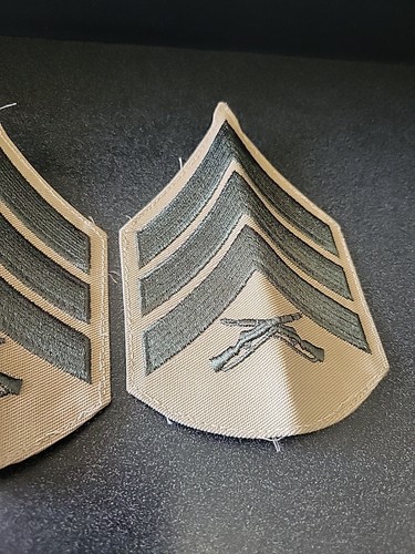 USMC Marine Corps Rank Chevron: SGT Sergeant, pair - khaki - Picture 3 of 4