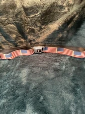 Buckle Down Ford Mustang American Flag Seat Belt BELT  Adjustable Up To Size 40