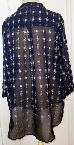 Antilia Femme Damen schwarz und blau Geometrisches Muster Tunika Bluse Top Größe 2X - Bild 4 von 6