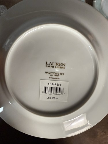 New Ralph Lauren Hampton's Mint Green Tea Set With Dessert Plates - Picture 14 of 17