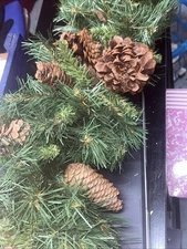 (2) Christmas Garland, Cedar, Pine Cones Artificial Cypress Pine 80” + 118”...