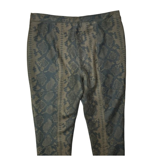 Pantalones ajustados Philosophy L marrón oliva estampado piel de serpiente imitación cuero nuevos con etiquetas - Imagen 2 de 10