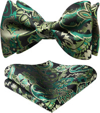 HISDERN Bow Ties for Men Floral Bowties Mens Self Tie Bow Tie Handkerchief Jacqu