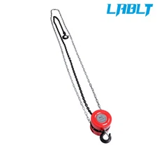 LABLT Manual Chain Hoist | 1 Ton/2200 lbs Capacity | 8’ Lift | 2 Hooks | Red