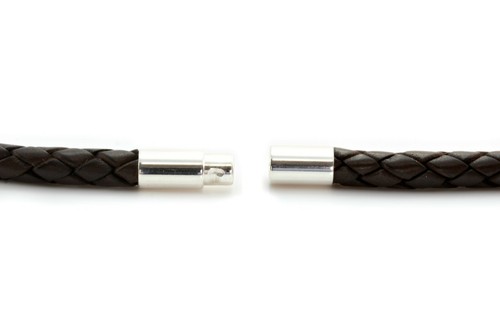 Leather Necklace With Sterling Silver Twist Clasp-Genuine Braided-Colour Choice - Picture 7 of 19