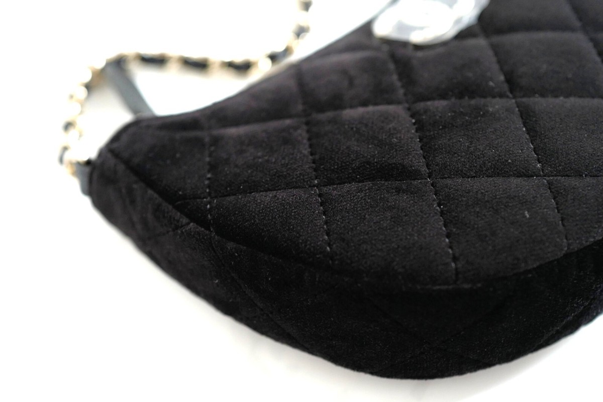 BNIB Chanel Half Moon Bag in Suede/Velvet with Crystal CC BNIB Chanel Half Moon Bag in Suede/Velvet with Crystal CC