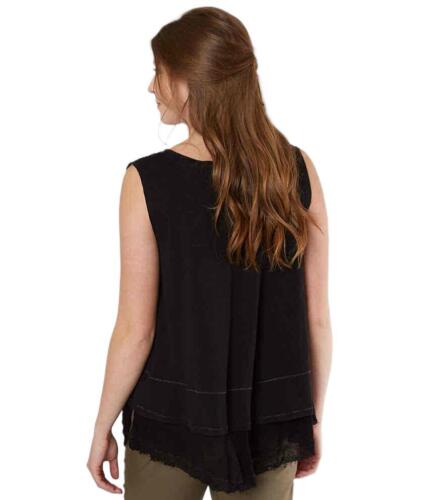 Free People Black Tiered Frayed Hem Tank Top Relaxed Oversize Fit Medium New - Picture 2 of 7