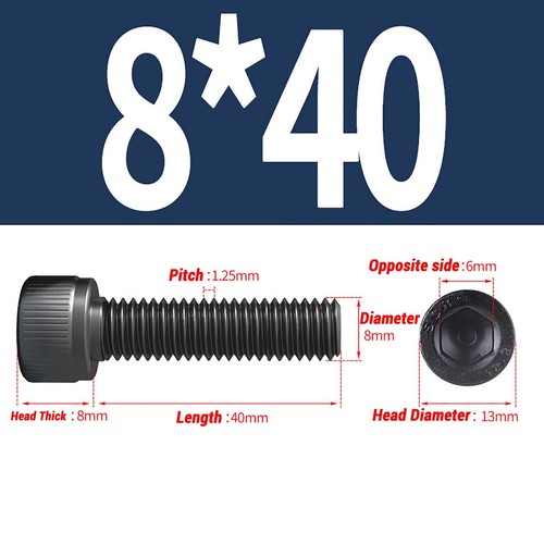 M2 M2.5 M3 M4~M16 Socket Button Head Screws 12.9 High Tensile Black Allen Bolts - Picture 120 of 205