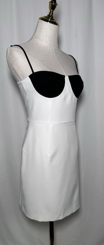 Gianni Bini Sheath Mini Dress Bodycon 12 Spaghetti Straps White Black NW $179 - Picture 5 of 12