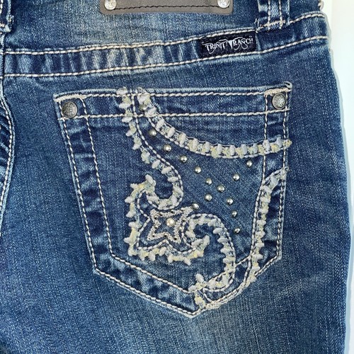 Trinity Ranch Montana West Boot Cut Denim Blue Jeans Womens Juniors Sz 3 W28 L34 - Picture 8 of 11