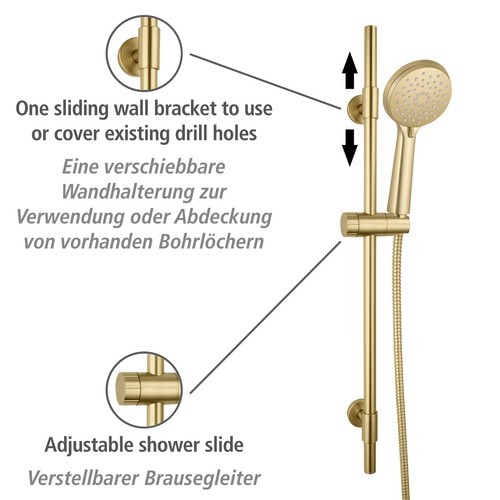 WENKO Brauseset Young Line Duschkopf Brausestange Brauseschlau Gold Edelstahl - Bild 3 von 12