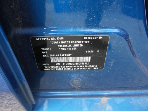 TOYOTA YARIS STEREO/HEAD UNIT SINGLE DISC CD PLAYER P/N100763 NCP13# 08/11-12/19 - Picture 6 of 11
