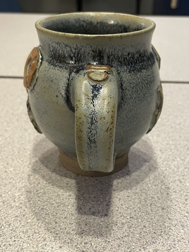 Ceramic Mug Handmade Studio Art Pottery Coffee Tea Cup Artist Signed Gears - Picture 5 of 8