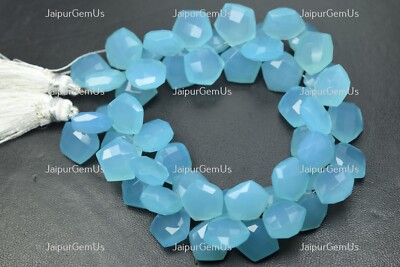 5 Match Pair, Aqua Dyed Natural Chalcedony Faceted Hexagon Shape Beads Size-12mm