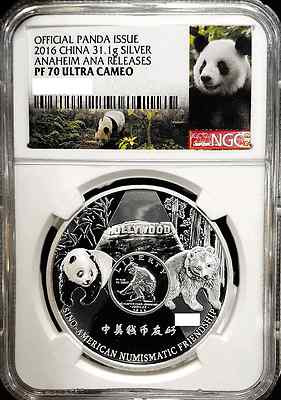 2016 ANA Show Panda NGC PF70 Special Label Commemorative 1 oz Proof Silver China