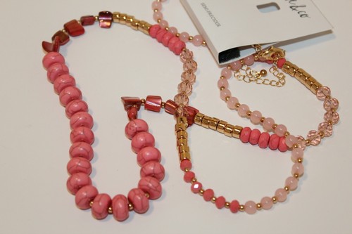 Style & Co Gold Tone Carol Pink Bead Necklace New with Tag $32.50