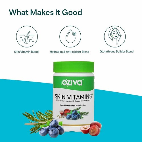 Oziva Skin Vitamins With Hyaluronic Acid & Grape Seed Extract For Radiant Skin - Picture 7 of 8