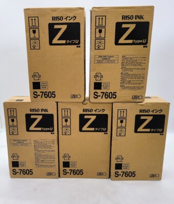 Lot of 5 Riso Ink S-7605 Type Z Black 1000ML