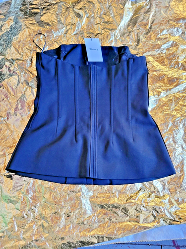 Theory black bustier strapless zip front wool size 8 NWT $255 - Picture 6 of 13