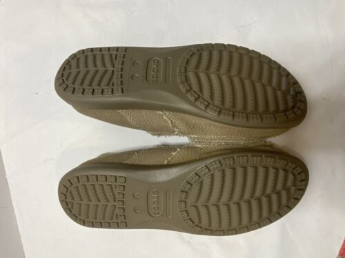 Crocs Santa Cruz Loafers Slippers Slip On Shoes Canvas Khaki mens size 7 - Picture 6 of 7