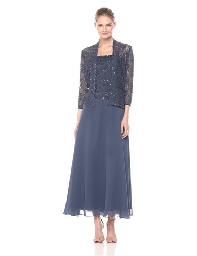Lace Jacket Dress Charcoal 