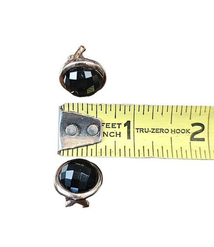 Milor Italy Bronze & Faceted Onyx Clip-on Earrings 0.6 Inch Diameter 9.22 Grams - Picture 6 of 7