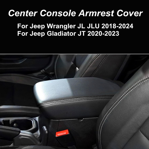 Leather Center Console Lid Armrest Cover Fits JEEP Wrangler JL JLU 2018-2024 - Picture 4 of 12