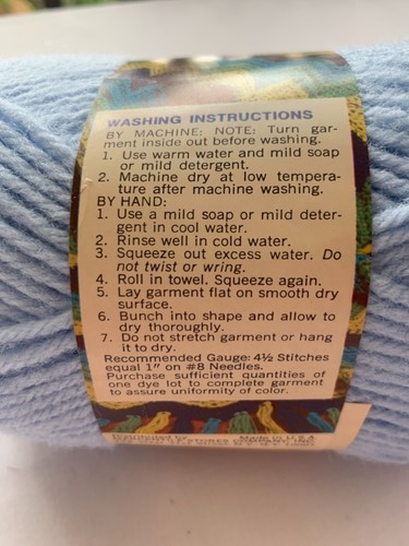 Vintage First Lady Carefree Yarn Baby Blue 4 Ply Knitting Worsted 1 Skein - Picture 4 of 6