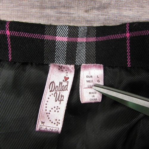 Dolled Up by FANG Size L Jacket Black Pink Plaid 3/4 Sleeve 2 Button - Picture 3 of 7